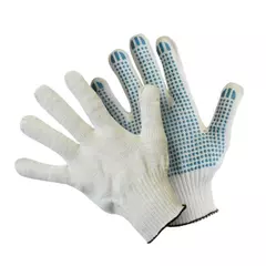 Перчатки вязаные ХБ, с ПВХ-точкой, 52 г, 10 класс, белые, без и/у