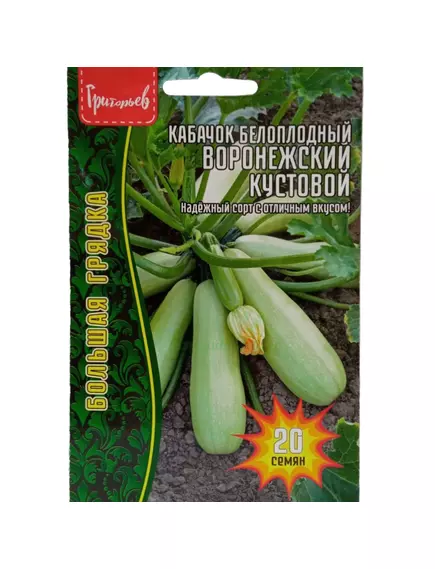 Кабачок Воронежский кустовой белоплодный 20 шт РЕДКИЕ СЕМЕНА